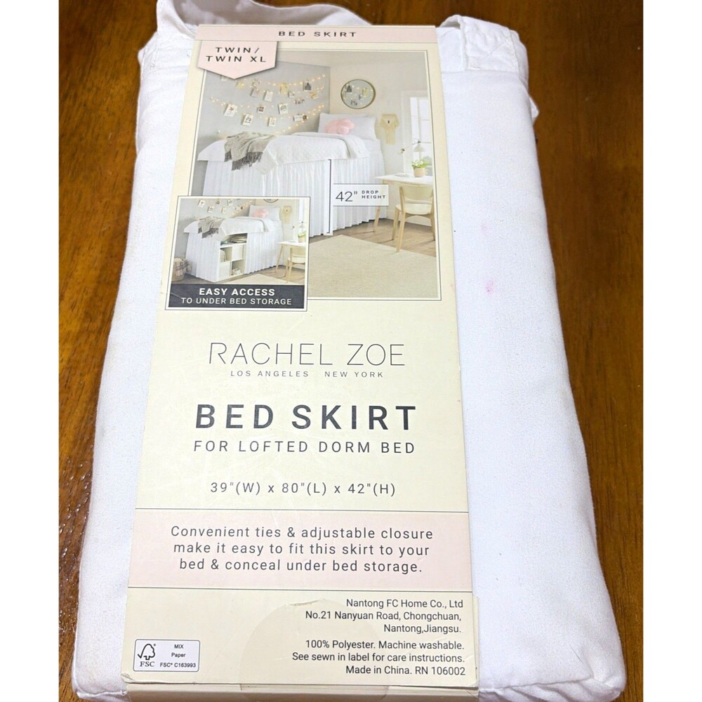 Rachel Zoe White Bed Skirt Lofted Bed Dorm TwinXL NWT